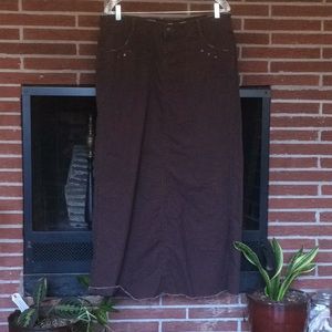 Long Dark Brown Khaki Maurice’s Skirt